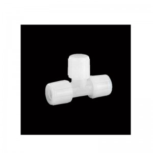 عملية صب الحقن من PFA TEE المفصل البلاستيكي حمض القلوية المقاومة للمواد الكيميائية المقاومة ptfe pube tee الأجزاء مخصصة
