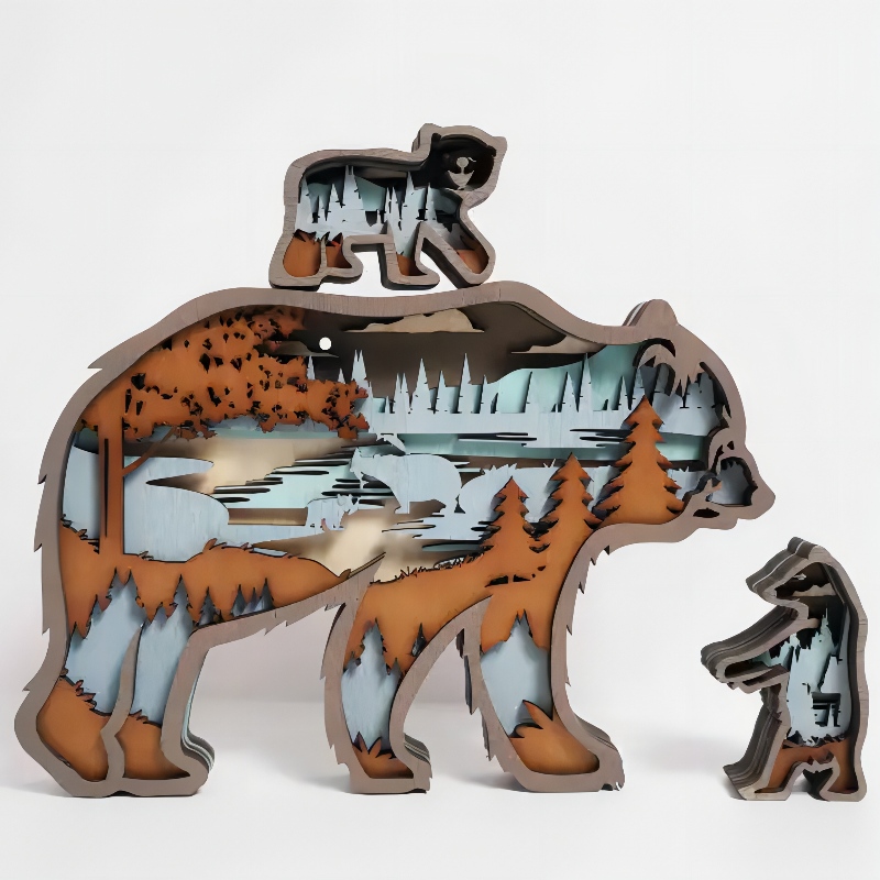 ثلاثية الأبعاد الحلي حيوانية دب قطبي خشبي