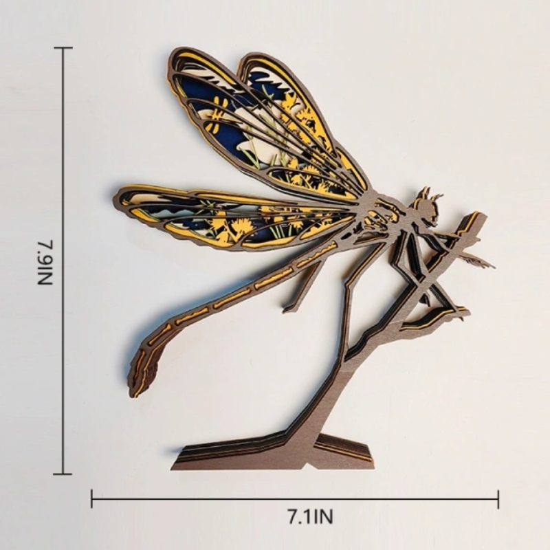 ثلاثية الأبعاد الديكور اليعسوب الخشبي للحيوان