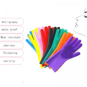 قفازات غسل الصحون القابلة لإعادة الاستخدام ، وقفازات غسل الصحون مع فرشاة ، قفازات المطبخ المنزلية ، لوازم الاستمالة للحيوانات ال...