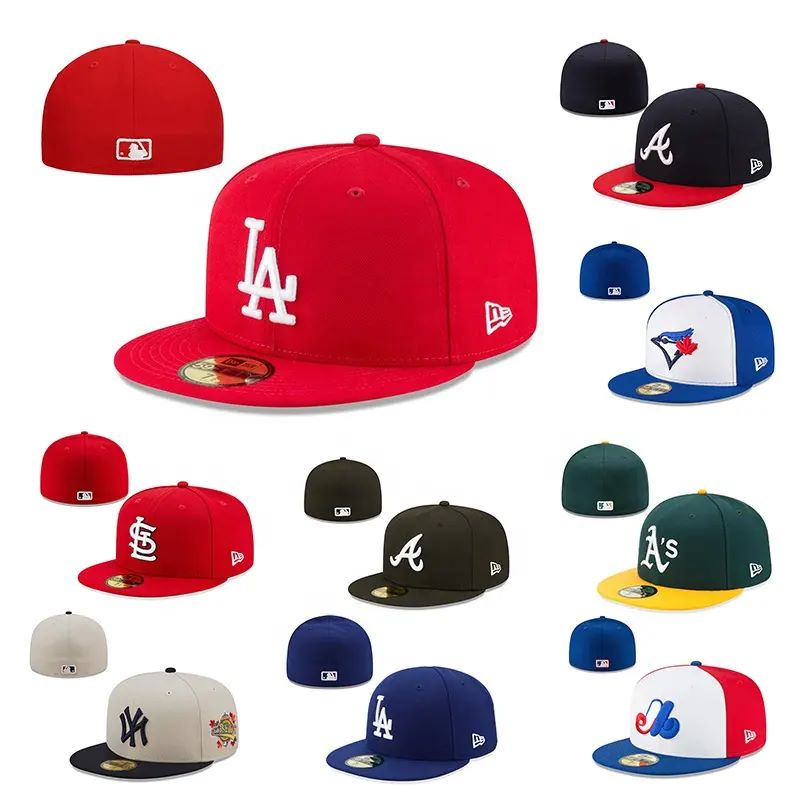 Wholesale Gorras فارغ مخصص قبعة البيسبول المجهزة مع شعار التطريز ثلاثي الأبعاد مسطح