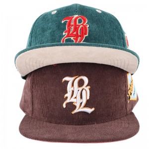 مخصص للرجال التطريز 5 لوحة snapback corduroy قبعات القبعات