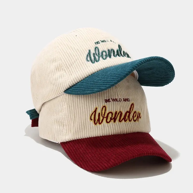 جملة مخصصة تصميم تطريز شعار Corduroy Dad Hat Vintage 6 لوحة بيسبول قبعة أزياء قبعات البيسبول غير الرسمية