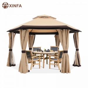 10 \\\\ \'x10 \\\\\' Gazebos for Patios Outdoor Senxagonal Gazebo مع ستائر المعاوضة والخصوصية