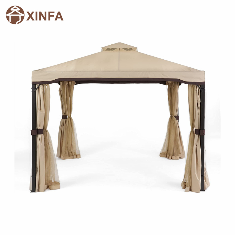 10 \\ 'x 10 \\' Gazebo Block Block Sun Shade Canopy ، خيمة مقاومة للماء ، شرفة في الهواء الطلق مع الستائر