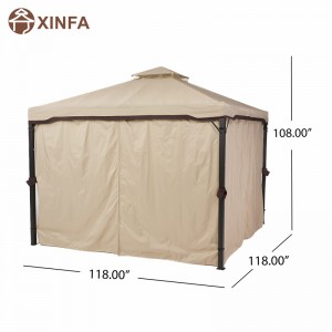 10 \\\\ \'x 10 \\\\\' Gazebo Block Block Sun Shade Canopy ، خيمة مقاومة للماء ، شرفة في الهواء الطلق مع الستائر
