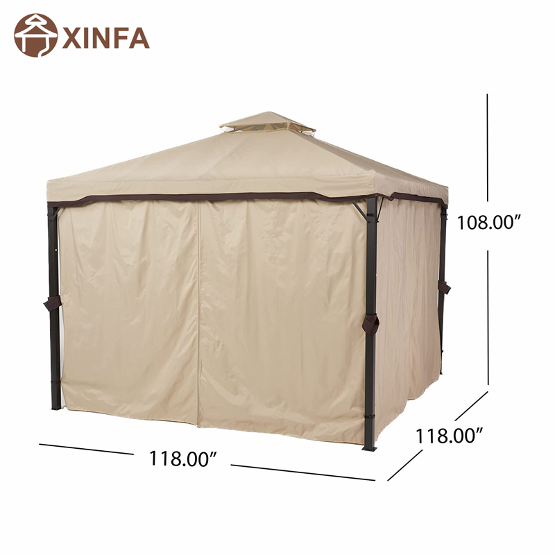 10 \\ 'x 10 \\' Gazebo Block Block Sun Shade Canopy ، خيمة مقاومة للماء ، شرفة في الهواء الطلق مع الستائر