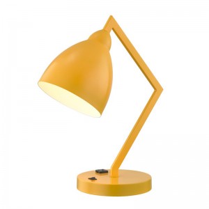 مصباح مكتبي مع ذراع معدني ثابت ورأسه مع منفذ طاقة متكامل وعلى مفتاح/off الروك في قاعدة لضيف