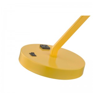 مصباح مكتبي مع ذراع معدني ثابت ورأسه مع منفذ طاقة متكامل وعلى مفتاح/off الروك في قاعدة لضيف