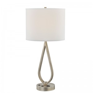 مصباح مكتب النوم مع الانتهاء من الفضة العتيقة ، مصباح مكتب مع منفذ مريح ومنفذ USB