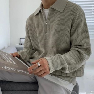 Pullover Jumper Men ′ الخريف والشتاء سميكة نصف اليرقان سترة Zip Sweater