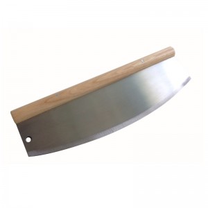China Factory 304 Stains Steel Pizza Cutter Pizza Slicer Pizza Rocker with Wood Handle