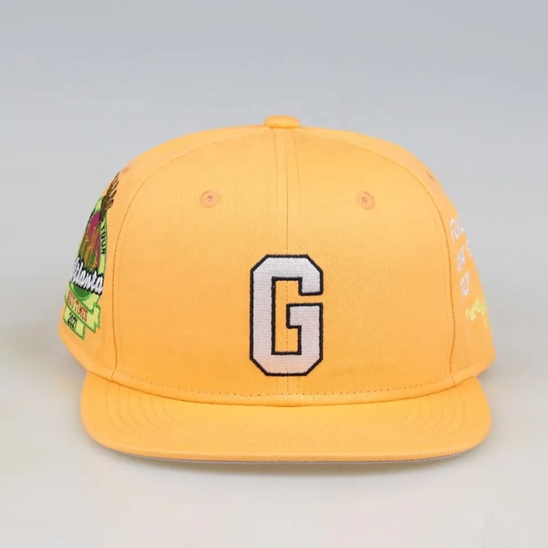 صنع في الصين ستة لوحة البيسبول CAP للرجال مخصص Gorras Snapbacks القبعات التطريز الأصفر