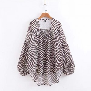 2023 New Women \\\\\'s Fashion All-Match Slim Slip Spinning Printed Long Sleeved Diert