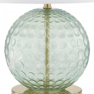 Home2 Hotel Aqua Glass Table Lamp with a on/off Rocker Switch at Hotel Guestroom