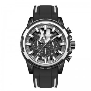 Baogela الساعات الجديدة رجال حزام مطاط مقاوم للصدأ زرقاء للرجل الفاخرة المقاومة للماء chronograph wristwatch luminous Relogio 22601