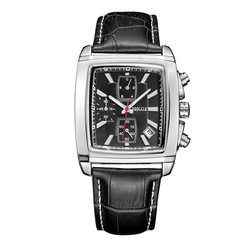 Baogela Rectangle Dial Leather Strap Watch for Men Casual Blue Chronograph Quartz Watches Man Wristwatch Montre Reloj ччч чж 22607
