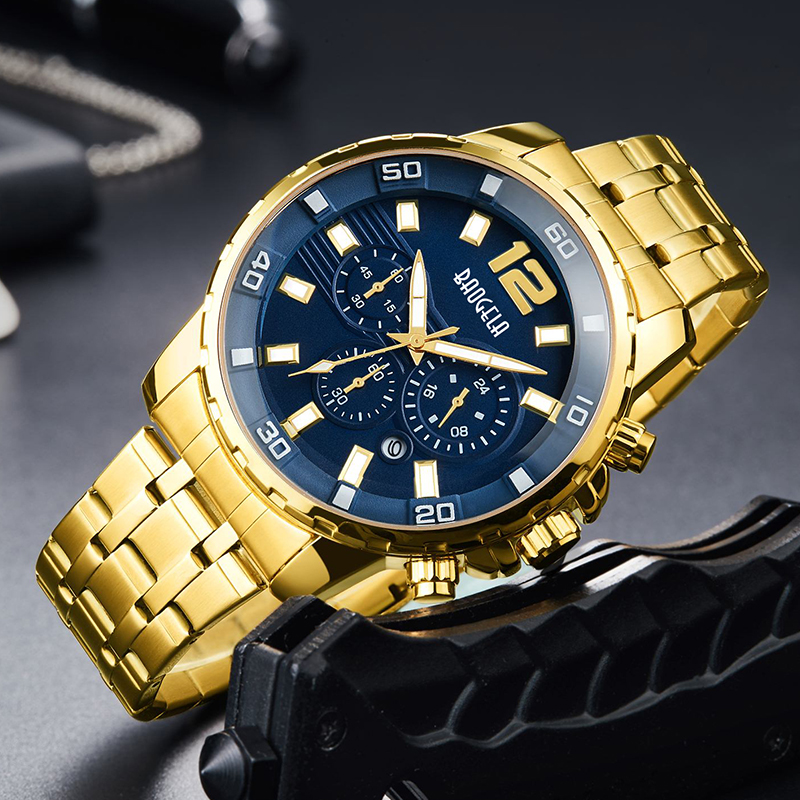 Baogela Quartz Men Gold Watch Top Brand Luxury Armity Wrist Wastes Clock Men Relogio Masculino Business Wristwatch 22700