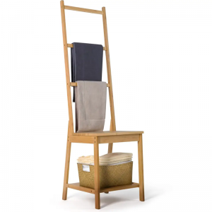 رف منشفة سلم الخيزران