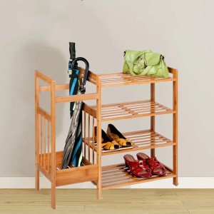 أربعة طبقة متعددة الوظائف تخزين الحذاء الخيزران الحذاء