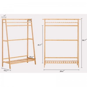 رف ثقيل للتعليق معاطف الخيزران معاطف الخيزران خزانة الخيزران