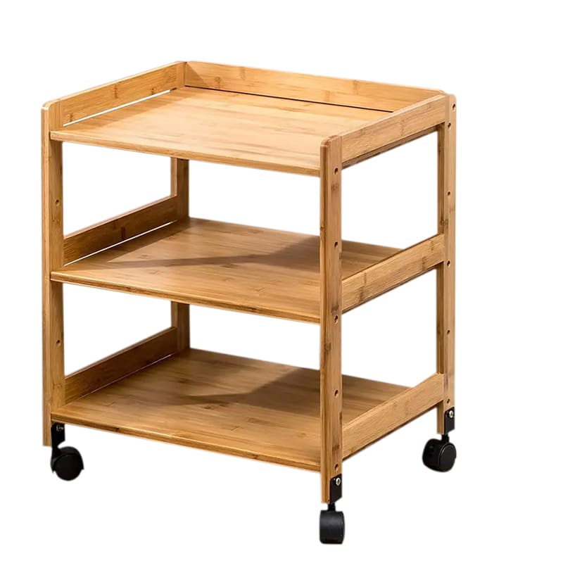 Three Three Bamboo Rolling Swide Table Three Layer Bamboo Rolling Cart Three