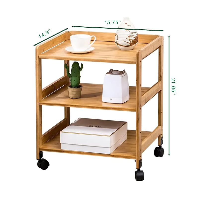 Three Three Bamboo Rolling Swide Table Three Layer Bamboo Rolling Cart Three