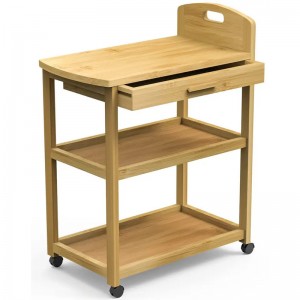 رف مفتوح لتخزين الطعام عربات عربات الخيزران