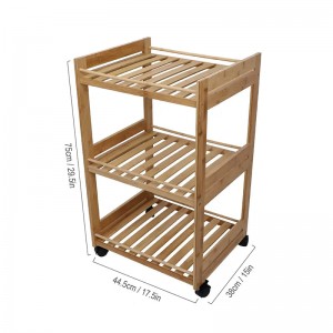 ثلاث طبقة متداول مركبة متعددة الوظائف مركبة محمولة عربة إطار الخيزران