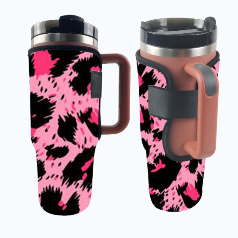 طباعة تسامي مخصص Leopard Cow Print Neoprene Neoprene Tumbler Holder for 40oz Cup