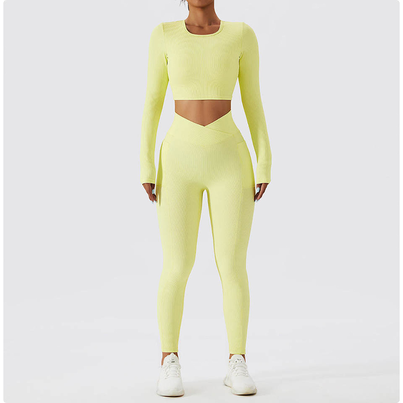 SC1062 Long Sleeve Women Yoga مجموعة مضلعة بانت سلس بانتات الجري بدلة النساء اللياقة البدنية مجموعة اليوغا