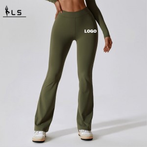 SC1096 عالية الخصر الصلب رباعي الاتجاهات طماق للنساء تدفع حتى Scrunch Flare Leggings Yoga Pants للنساء
