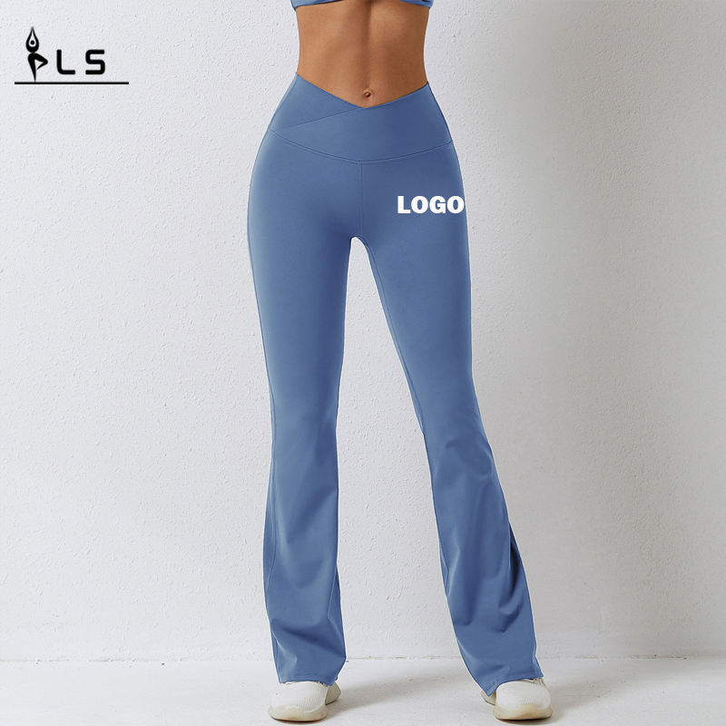 SC101011 امتداد رباعي الاتجاه 78 ٪ من النايلون و 22 ٪ scrunch scrunch butt flare leggings yoga pants للنساء