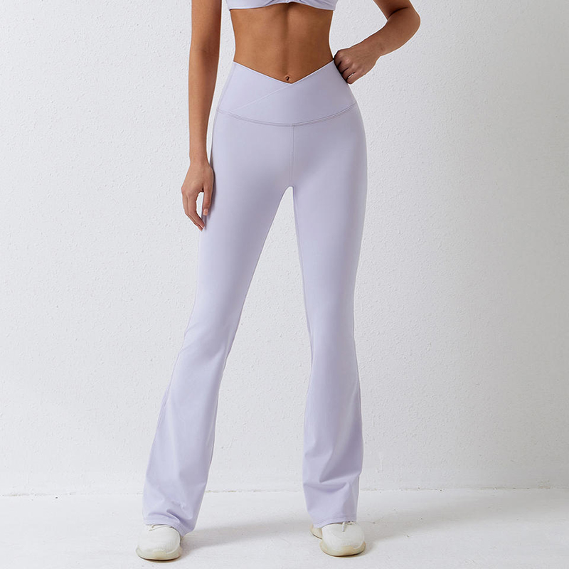 SC101011 امتداد رباعي الاتجاه 78 ٪ من النايلون و 22 ٪ scrunch scrunch butt flare leggings yoga pants للنساء