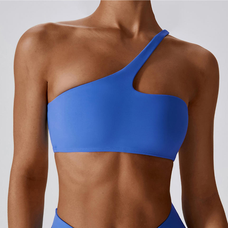 SC10188 Cross Back Yoga Sports Bra High Impact Pluded Blue One Counter Butt Lift Sport Bra