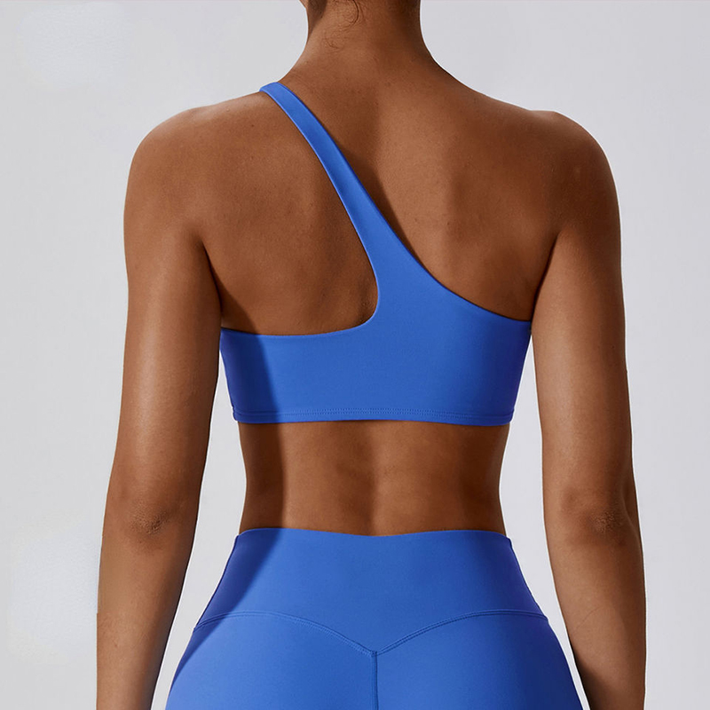 SC10188 Cross Back Yoga Sports Bra High Impact Pluded Blue One Counter Butt Lift Sport Bra