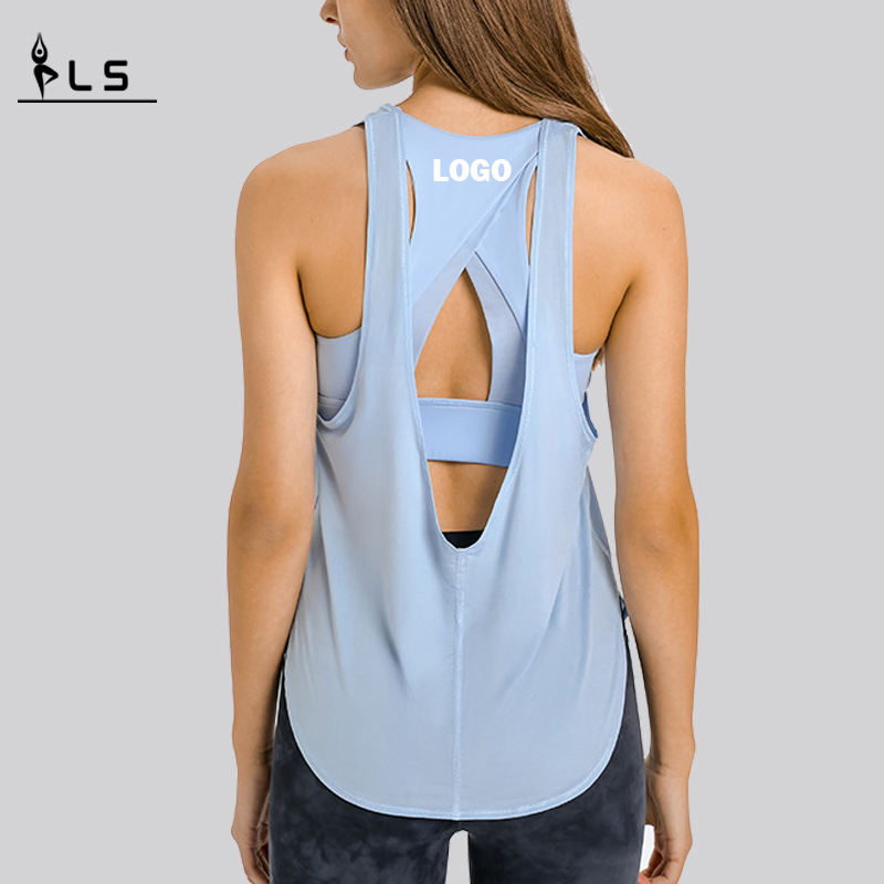 SC102512 Spring Fashion Blouse Blouse Hollow Prockout Tops Yoga Women \\'s Tank Top Womens Yoga Tank Open Open Back