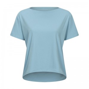 SC10266 مخصص شعار اليوغا قميص قطع تجريب pullover yoga قميص الأكمام قصيرة الرياضة اليوغا تمرين فضفاض سريع جاف تي قميص النساء