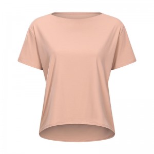 SC10266 مخصص شعار اليوغا قميص قطع تجريب pullover yoga قميص الأكمام قصيرة الرياضة اليوغا تمرين فضفاض سريع جاف تي قميص النساء