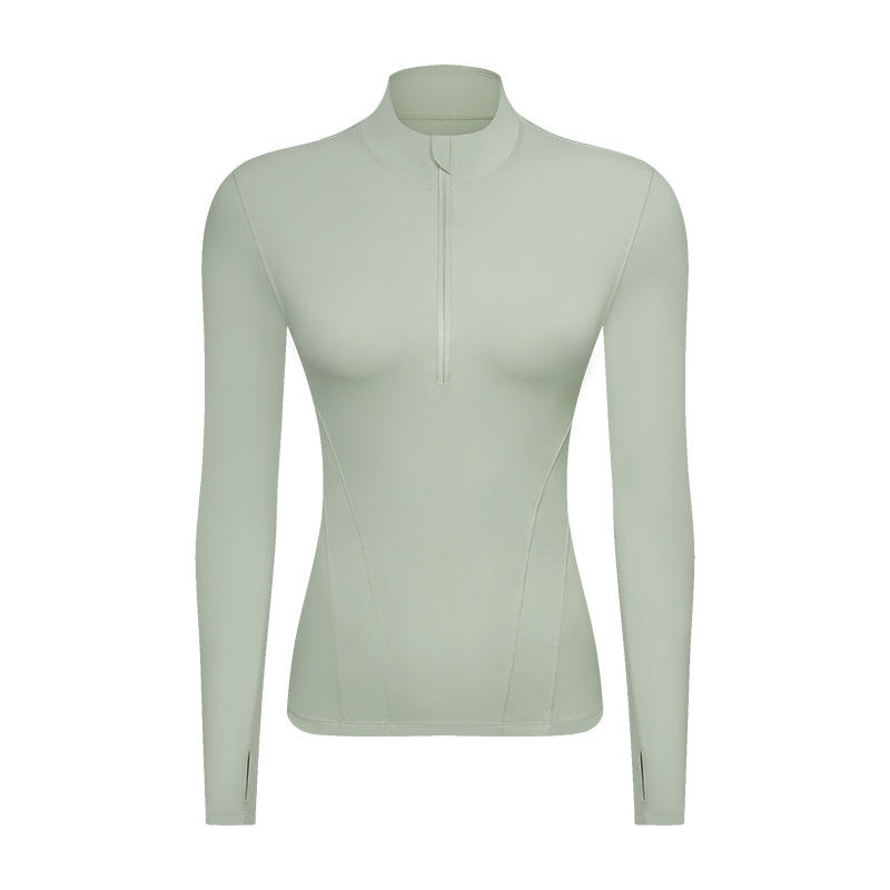 SC10268 Yoga Long Sleeve Women T-Shirt قميص صالة رياضية ضغط صالة رياضية تجريب الرياضة Stand Stand Half zip Sport T Shirt للنساء