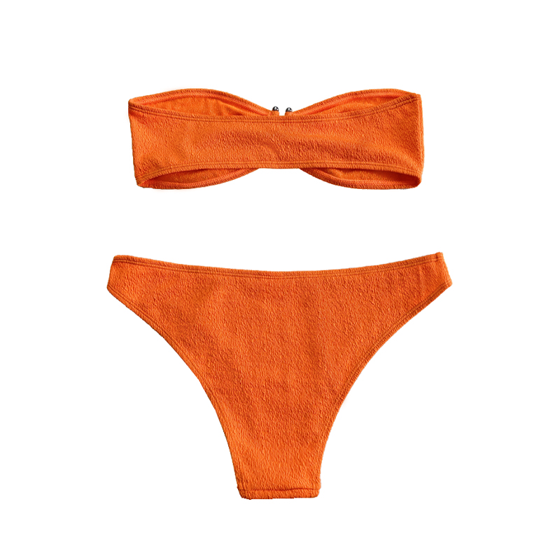 نسيج كشكش برتقالي من أعلى إلى أعلى ملابس السباحة