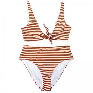 برتقالي برتقالي أبيض أبيض الكتف القوس مريح عالي الخصر ساحة السباحة من قطعتين