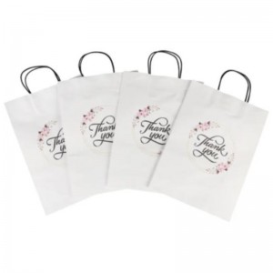 شعار طباعة الحجم المخصص بالجملة ، شكرا لك حقيبة هدايا خاصة بالورق الأبيض كرافت.