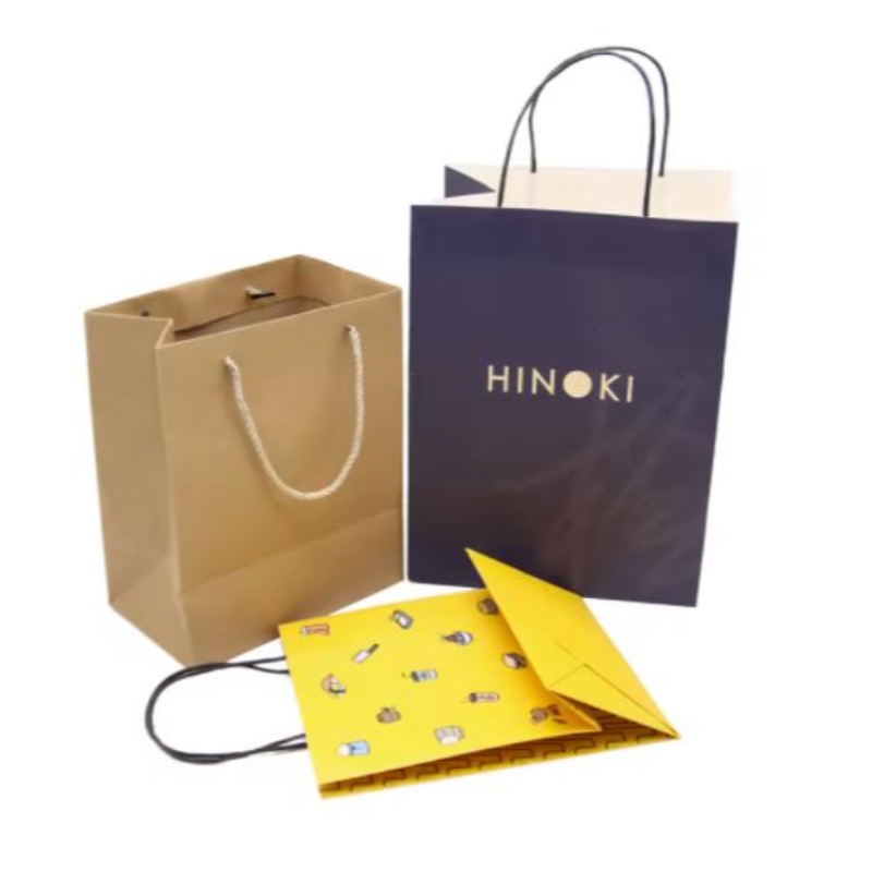 شعار مطبوع مخصص Kraft Paper Papeging Bag Gift Crafts Biodealable Beace Bag مع مقبض