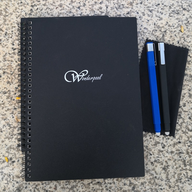 دفتر ملاحظات حلزوني قابل لإعادة الاستخدام -المجلات السوداء المكتبة بالكتابة
