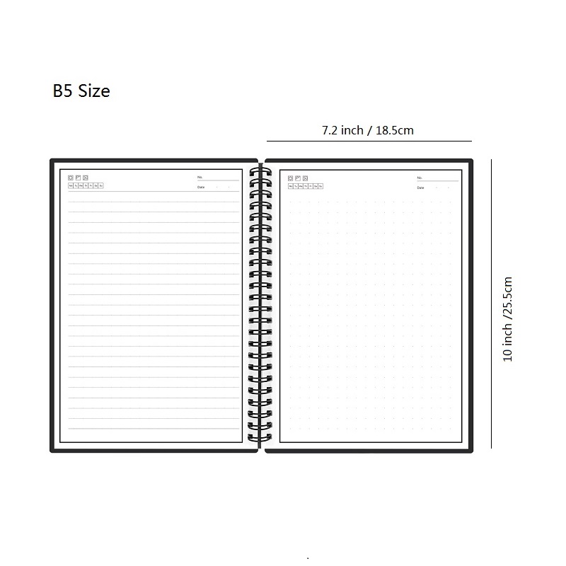 دفتر ملاحظات حلزوني قابل لإعادة الاستخدام -المجلات السوداء المكتبة بالكتابة