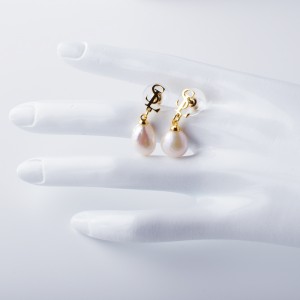 2x14mm مع أقراط مسمار مطلية بالذهاب لؤلؤة 6.4*7.2 ملم