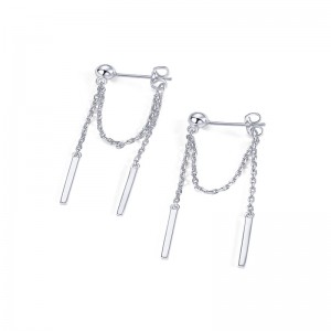 Hongde 18K مطلية بالذهب 925 فضة متدلية سلسلة ترصيع مكعب زركونيا الكرة عراف Earscapes أقراط