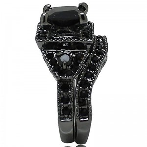 Hongde الأسود الجزع الأميرة قطع الذكرى الزفاف خاتم الزفاف الماس للمرأة للرجل