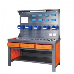 منضدة العمل مع شريط الإضاءة واللوحة الخلفية